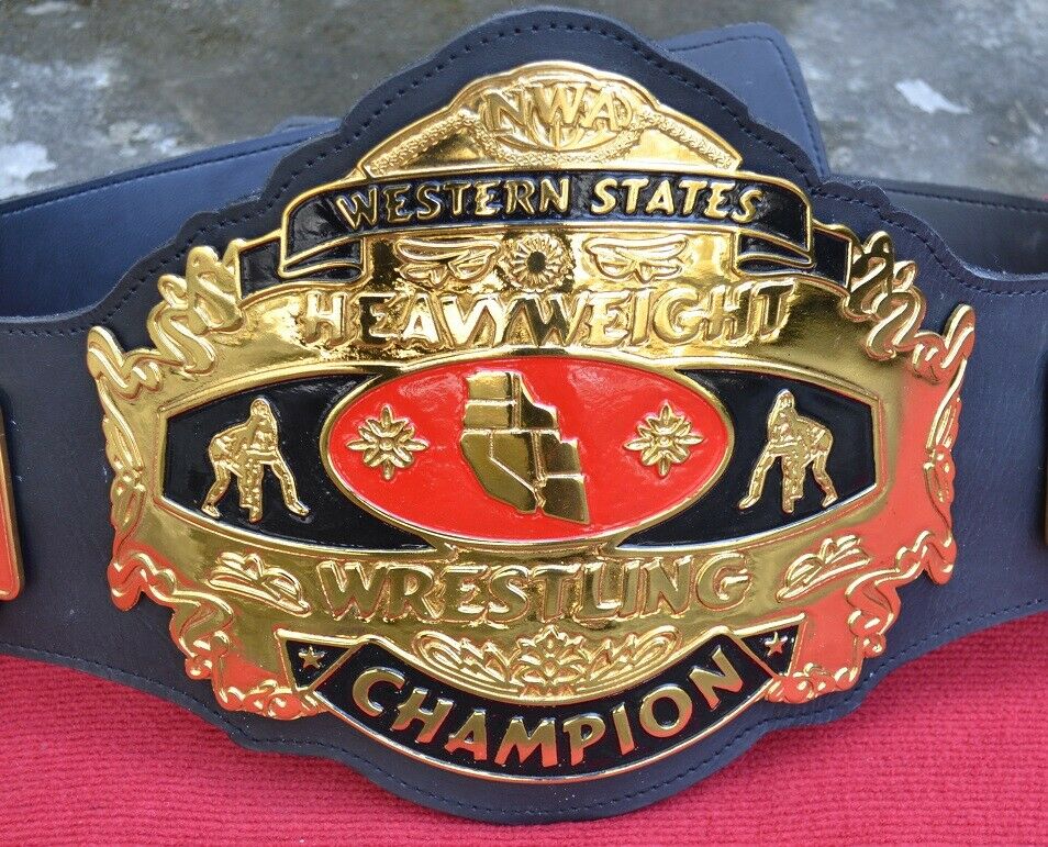 NWA Western States Heavyweight Wrestling Championship Title Belt Brass Zinc