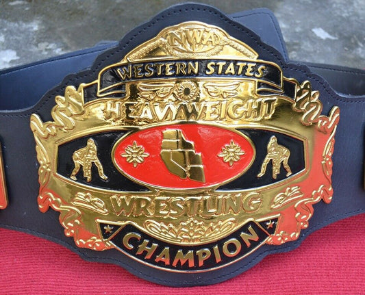 NWA Western States Heavyweight Wrestling Championship Title Belt Brass Zinc