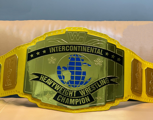 Intercontinental Heavy Weight Championship Replica Tittle Belt Yellow Strap WWF Block Logo