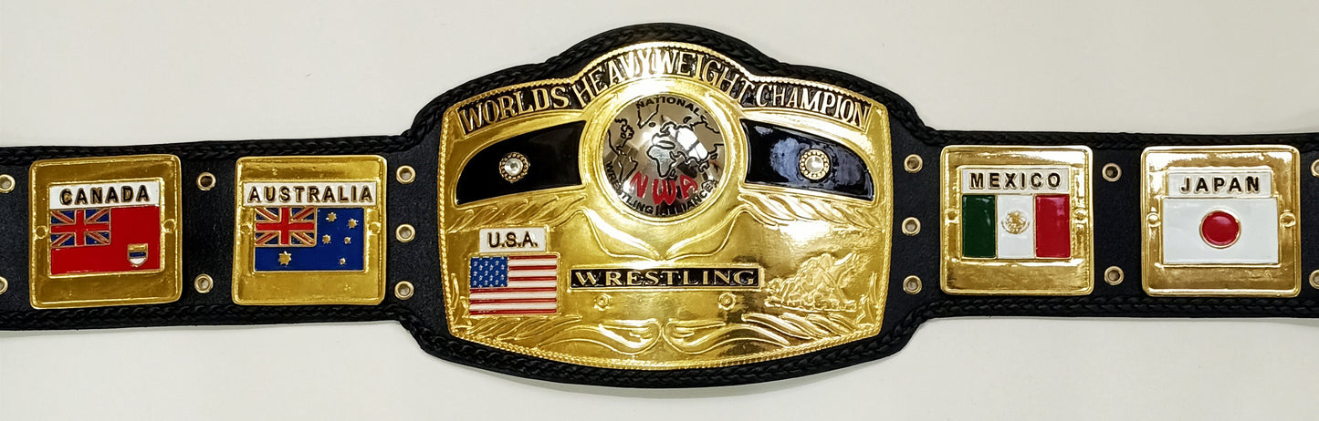 NWA Domed Globe Championship Title Belt Brass Zinc