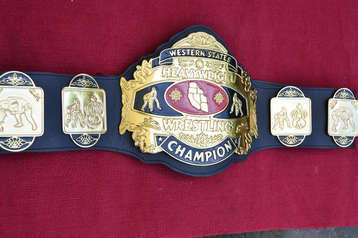 NWA Western States Heavyweight Wrestling Championship Title Belt Brass Zinc