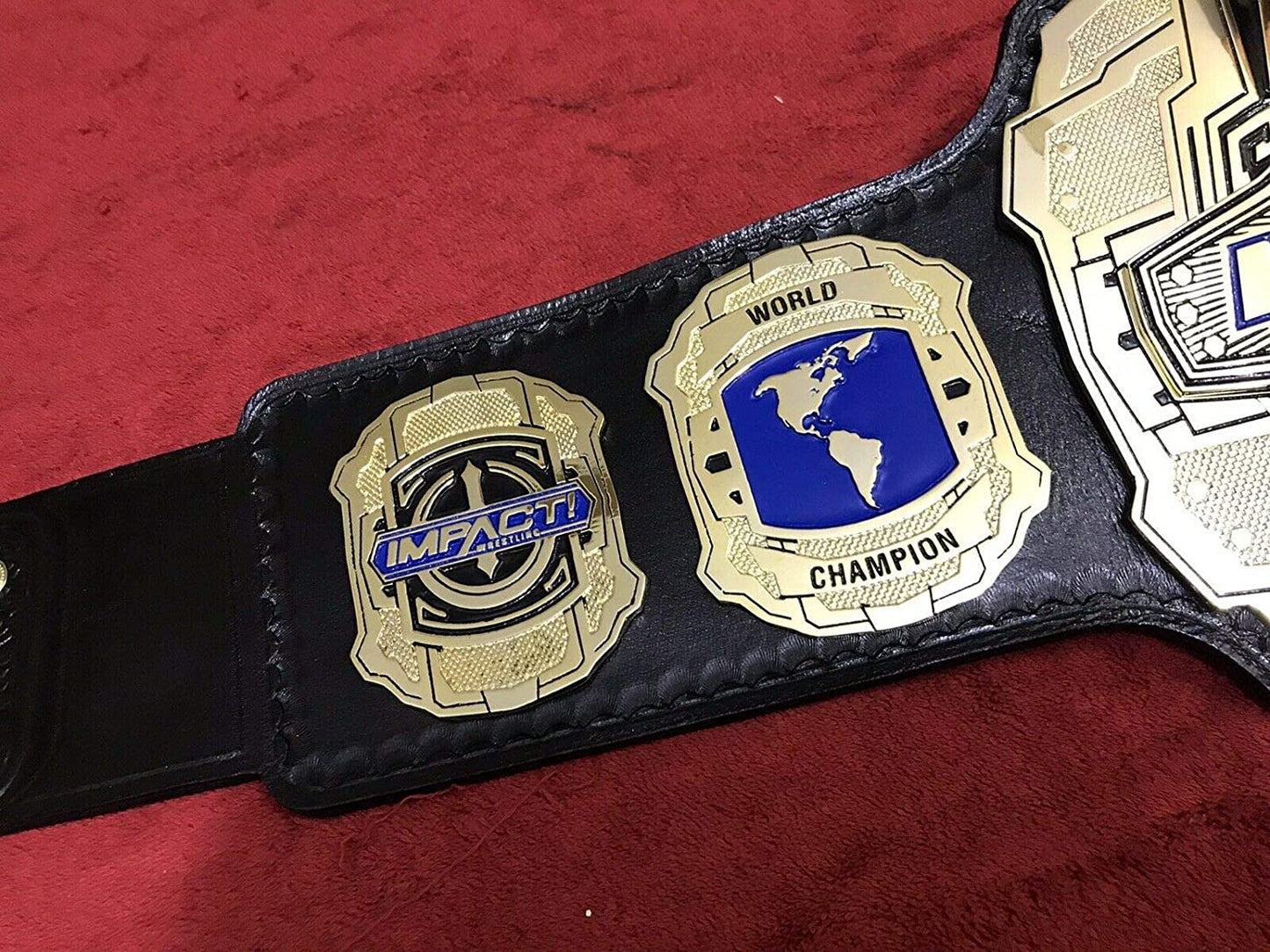 Impact World Championship Belt Brass Zinc Deep Etching Leather strap