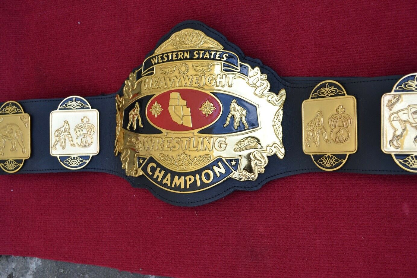 NWA Western States Heavyweight Wrestling Championship Title Belt Brass Zinc