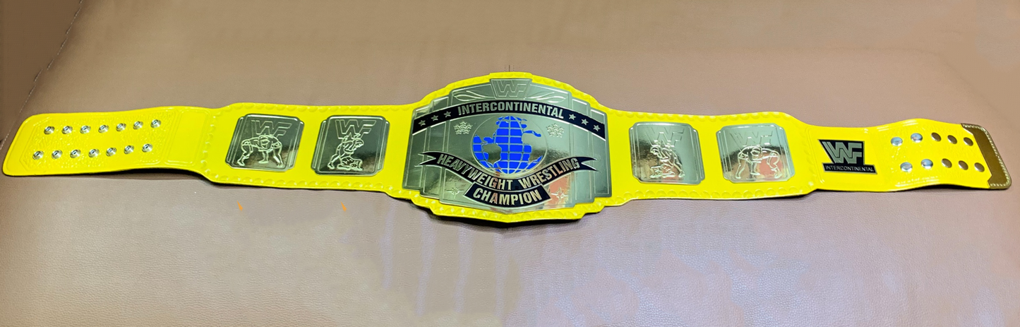 Intercontinental Heavy Weight Championship Replica Tittle Belt Yellow Strap WWF Block Logo