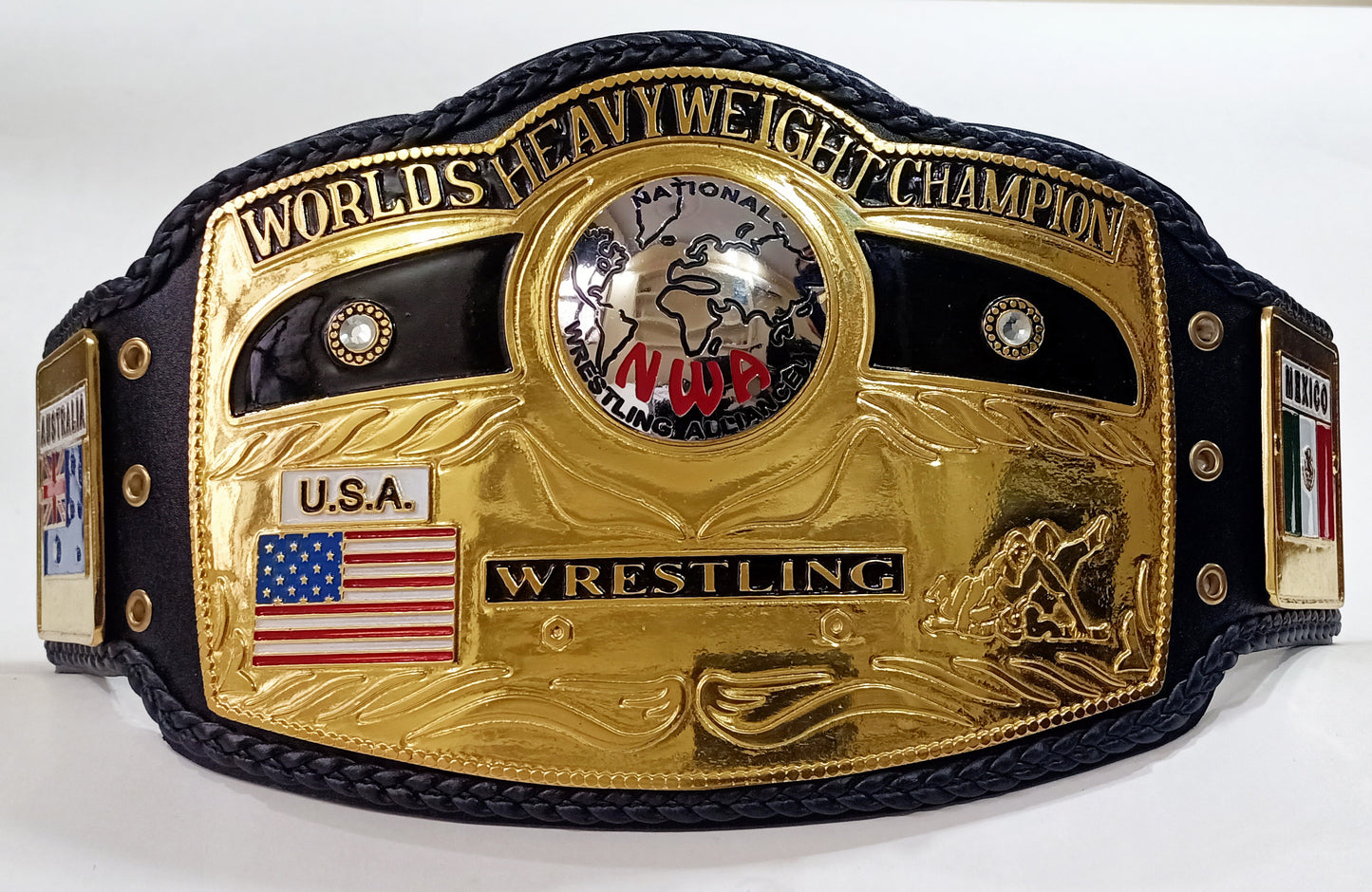 NWA Domed Globe Championship Title Belt Brass Zinc